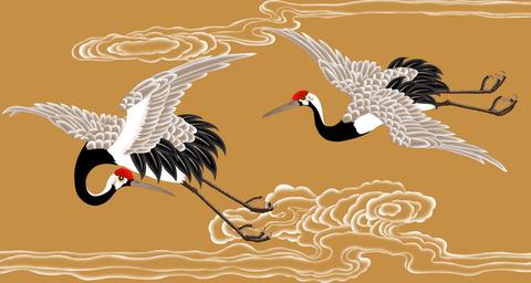 双鹤齐飞，夫妻和睦：风水画中仙鹤的神秘吉祥寓意