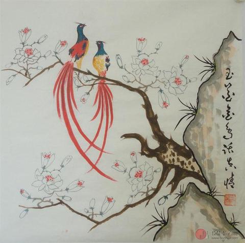 比翼双飞,恩爱永随:风水画中的比翼鸟如何为夫妻感情保驾护航